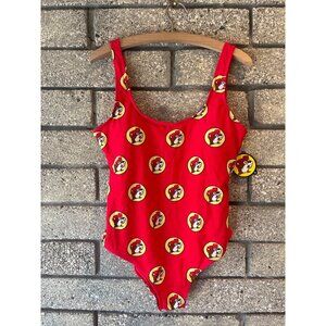 Buc-ees Womens Red Logo One-Piece Swimsuit Size Small Soft Stretch Fabric